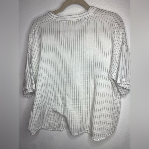 Eileen Fisher White Striped Blouse - Picture 2 of 5